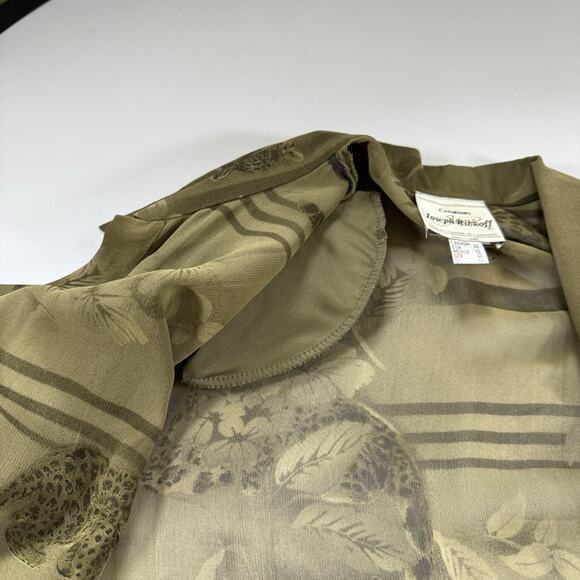 Joseph Ribkoff Cheetah Sheer Open Front Short Sleeve Blouse Top - Tan Wms 12 - Picture 6 of 13